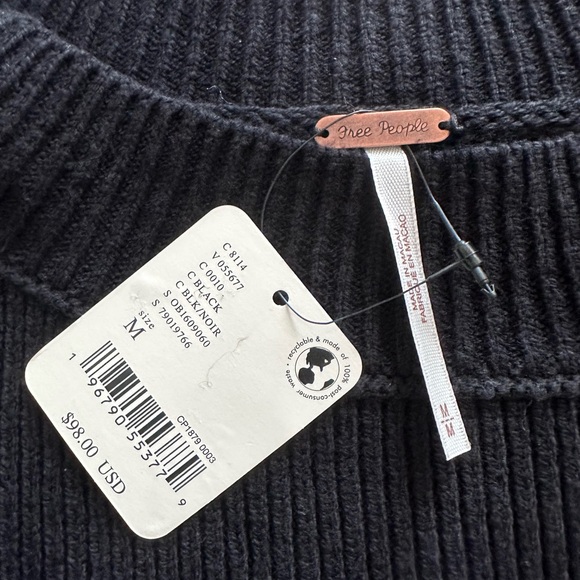 Free People Easy Street Crop Pullover | Black | M Medium | NWT | Fall Boho - Picture 9 of 9